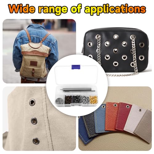 UTOCLEC 800 PCS Ösen Set, 2mm Plattiertes Kupfer Metall, Vier Farben, Innendurchmesser 2mm, Grommet Ösen mit Werkzeugset, für Schuhe, Lederwaren, Kleidung, DIY Handwerksprojekte Usw