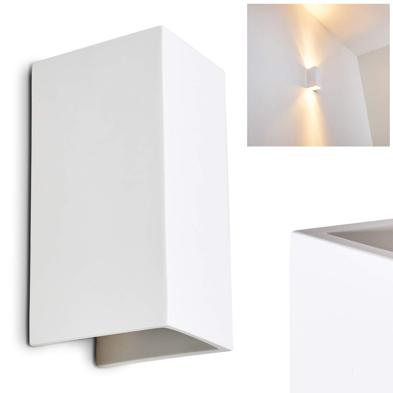 hofstein Wall lamp Aversa Made of Ceramic in White, Wall lamp with up & Down Effect, 2 x GU10 - Socket, Indoor Wall Light can be Painted with Customary Colours, Without Bulbs