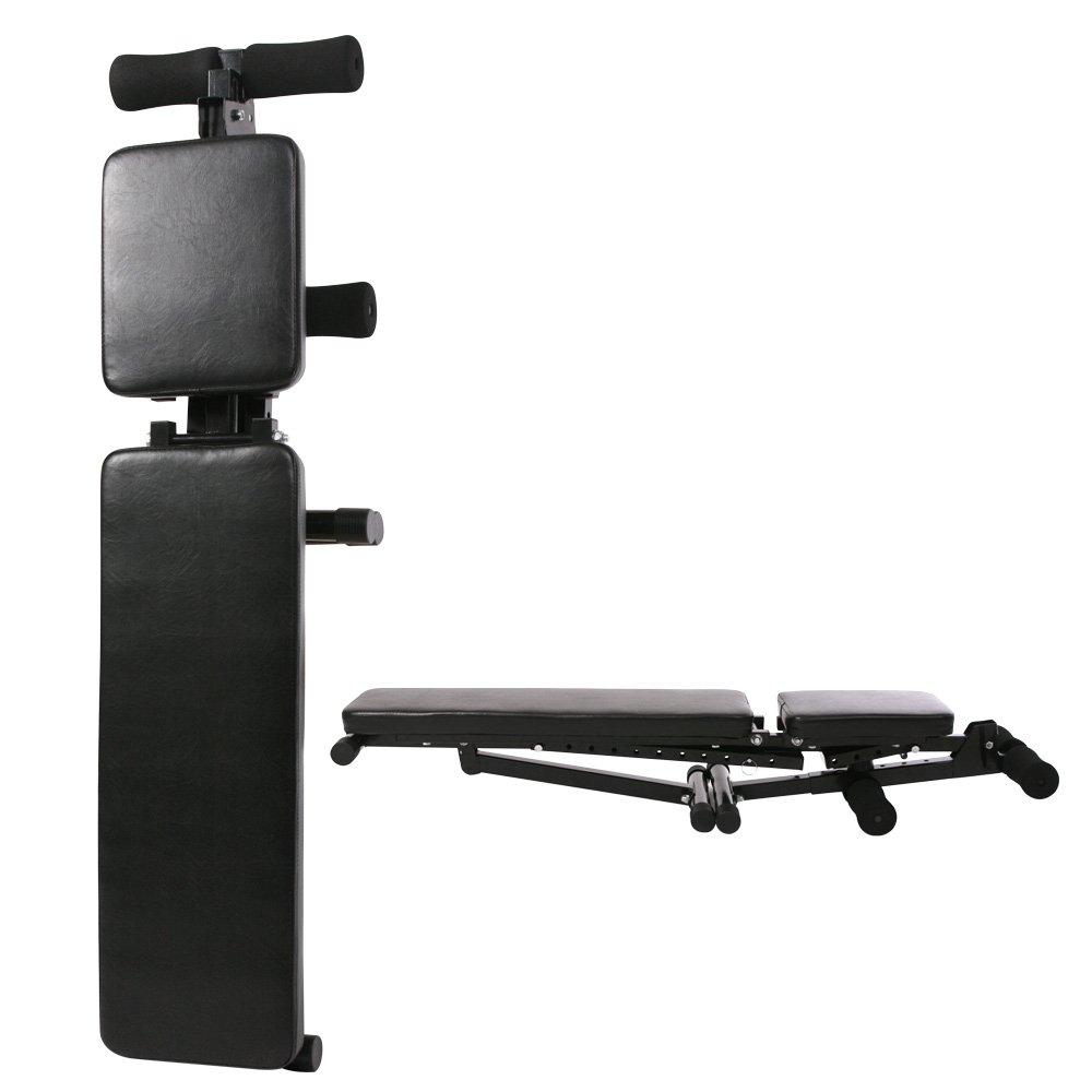 Physionics® Banco Musculación - Plegable & Ajustable (Respaldo 9 Posiciones, Asiento en 3), Soporte para Piernas, Carga Máx 240kg - Fitness, Gimnasio