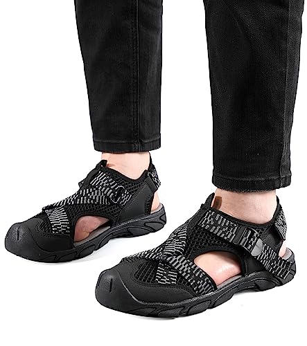 Ezereell Closed Toe Men’s Outdoor Sandals, Waterproof Hiking Sandals Black 11.5 #TOP6