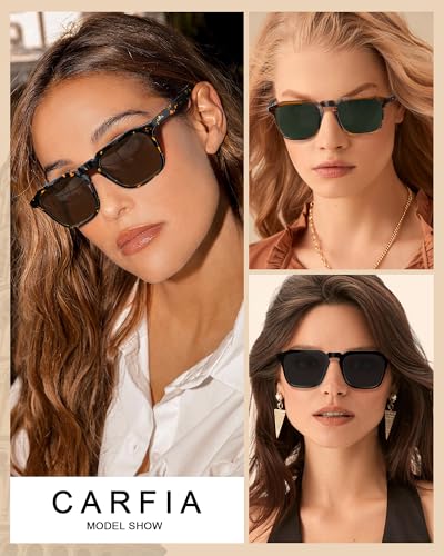CARFIA Acetate Classic Square Polarized Sunglasses for Men Women UV400 Lenses Hand-crafted Frame Retro Outdoor Sun Glasses3