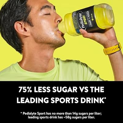 Pedialyte Sport Electrolyte Drink, Fast Hydration with 5 Key Electrolytes for Muscle Support Before, During, After Exercise, Lemon Lime, 1 Liter, Pack of 4