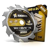 AMBOSS WERKZEUGE® Lame de scie circulaire HM, 160 x 20/16 mm, 16 Z12, à dents alternées, pour le bois, à découpe, avec bague de réduction, pour Bosch PKS 55 A, Metabo KS 55, Scheppach PL55, Festool