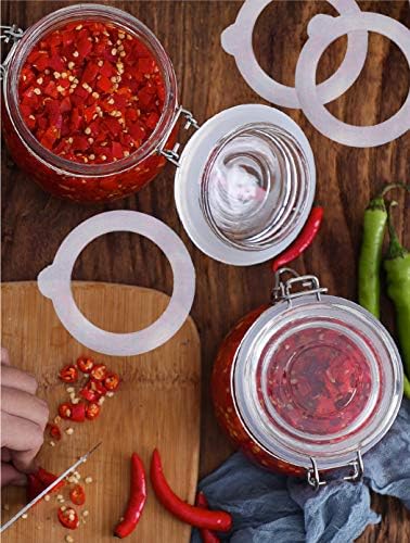 6 Pcs 3.75 Inches White Replacement Silicone Seals Airtight Silicone Jar Gaskets Sealing Rings Rubber Gasket Canning Rings Canning Silicone Fitting for Jar Canning Glass Clip Top Jar