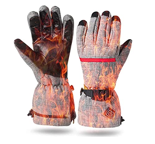 SBTXHJWCGLD Heated Gloves, Winter Electric Heated Gloves Windproof Cycling Warm Heating Skiing Gloves USB Powered Rechargeable Gloves for Men and