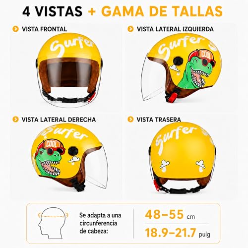 Casco Jet con visera para niños desmontable y lavable 5