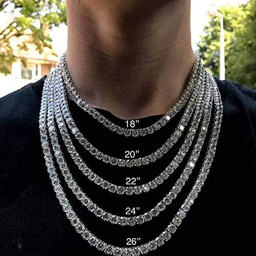 Michooyel Cz Tennis Necklace For Men Tennis Chain For Women Iced Out Diamond Necklace Prong-Setting 5A Cubic Zirconia Stones Fashion Jewelry 3Mm 4Mm 5Mm 6Mm, 18 20 22 24 Inches #TOP1