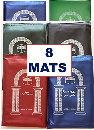 8 Pcs Mini Pocket Portable Travel Prayer Praying Rug Mat Namaz Carpet Ramadan Gifts Islamic Muslim Musallah Foldable Waterproof, 5.2X4 No Zipper