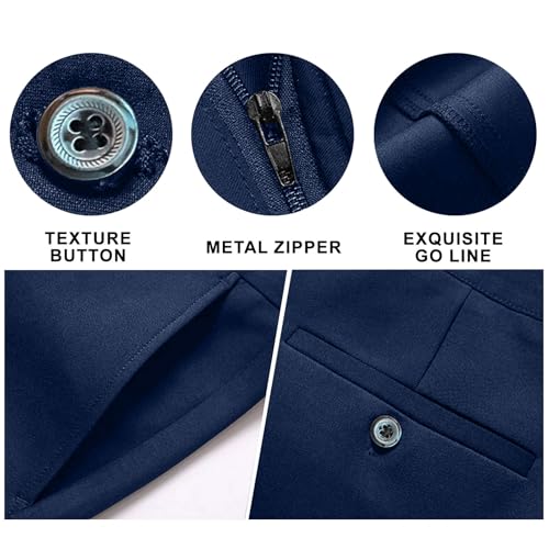 Men Dress Pants Tall Classic Fit Flex Expandable Waist Flat Front Wrinkle-Free Formal Pants for Business and Office4