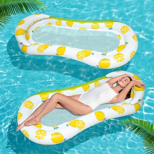 Hopeyhfm Matelas Gonflable Piscine Adultes, Hamac Gonflable Piscine, Flottante Fauteuil de Piscine Tanning Pool, Rangée Flottante Surf Eau Jouet, pour Piscine Fêtes de Plage