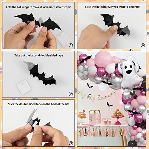 Oumuamua HALLOWEEN BALLOON GARLAND KIT For Girls - 175Pcs Grey, White, Black Balloons, 3D Bat Stickers & Ghost Balloon - Birthday Party Decorations thumb #8