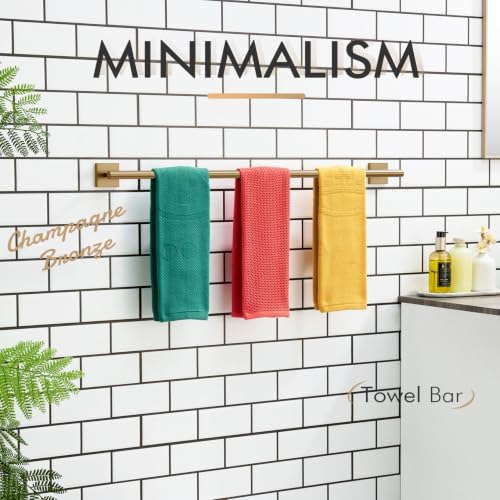 Image of KOKOSIRI Bathroom Towel Bar 32'' Towel Holder for Bath Kitchen Cabinet Towel Rails 32 Inch Champagne Bronze Stainless Steel B4005CPG-L32