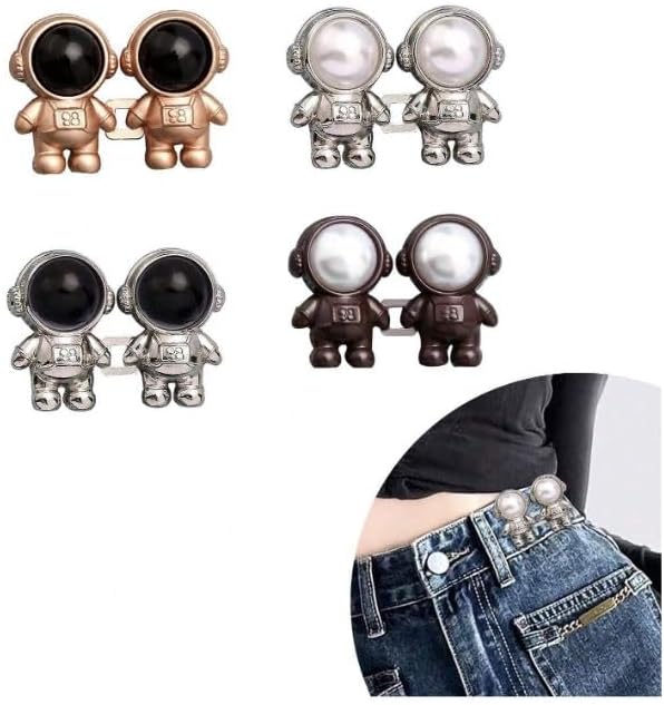 EZ LIVING Astronaut Adjustable Jean Button Pins โ Creative Space-Themed Replacement Buttons for Loose Jeans, No-Sew, Easy Fit, Removable and Reusable Metal Pins for Perfect Waist Adjustment(2set)