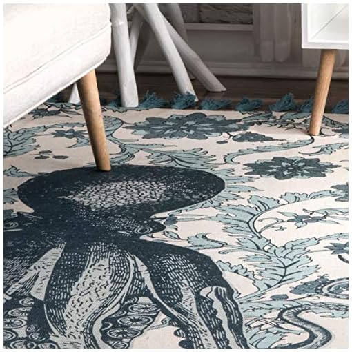 nuLOOM Thomas Paul Printed Flatweave Cotton Giant Octopus Area Rug, 5