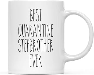 Andaz Press Funny Social Distancing 11oz. Ceramic Coffee Mug Gift, Best Social Distancing Step Brother Ever, 1-Pack, For Birthday Gift Ideas, Self Isolation Social Distancing Includes Gift Box
