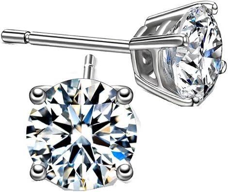 StarGems 0.5ct Moissanite 925 Silver Platinum Plated Four-Prong Classical Stud B4635