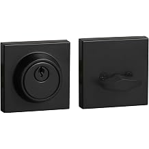 YAGU Contemporary Square Single Cylinder Deadbolt Lock for Front Door Entrance Modern High Security Heavy Duty Pack of 1 Interior/Exterior Left or Right-Handed Doors Matte Black Finish