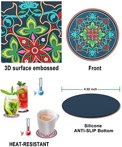 Coasters for Drinks, Stylish Silicone Coasters, Anti-Slip Durable Outdoor Coasters, Housewarming Gifts New Home5 Inch Funny Coasters Suit All Types of Tables - 6 Pack