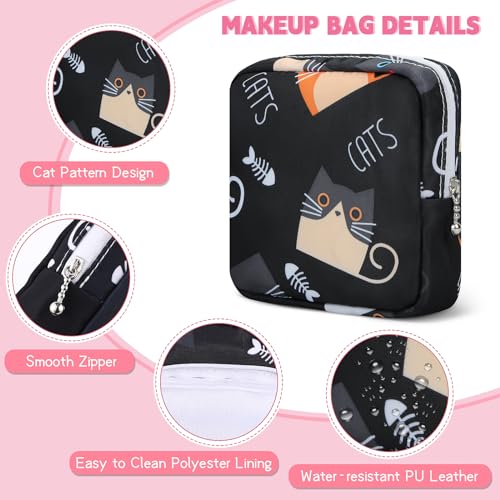 Image of Likesing 5.1 inch Mini Makeup Bag for Purse, Nylon Small Makeup Pouch Travel Cosmetic Make up Bags for Women Girls, Cute Preppy Mini Toiletry Bag Coin Pouch Period Bag(5170 Black)