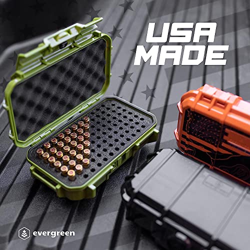 Evergreen 100 Pistol Round Bullet Locking Storage Case - Travel Safe/Mil Spec/Waterproof/USA Made - for .380ACP, 9mm.40 S&W.45 ACP, 10mm, 5.7 FN.38 SPL.357 MAG (56 American Flag, Bullet) - Thumbnail 5