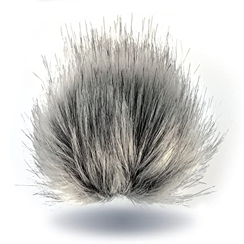 Wohnkult 15-17 cm Kunstfell Bommel mit Druckknopf Pelzbommel Pompon für Mützen Anhänger | 16 Farben (Dunkelgrau)