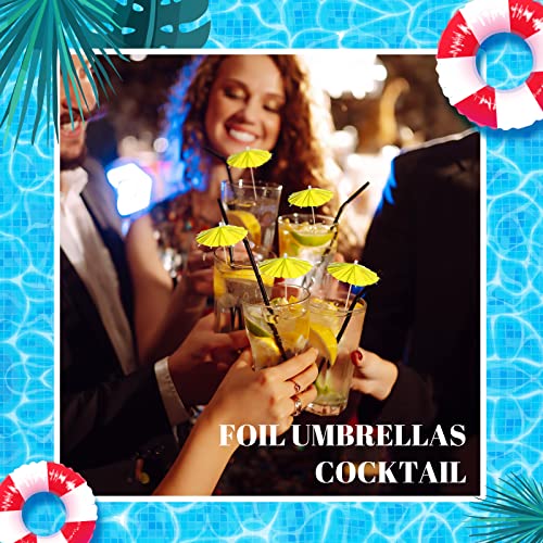Zhehao 500 Pcs Cocktail Umbrellas Aluminum 4 Inch Retro Disco Decorative Foil Drink Umbrellas Sticks Handmade Cocktail Parasol Toothpick For Desserts Fruits Party Wedding Decorations (Gold) #TOP1