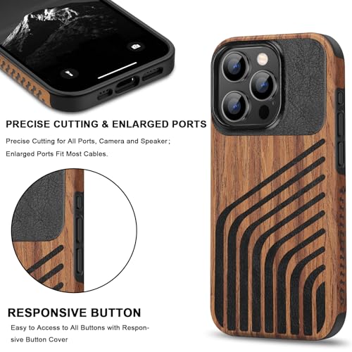 Coque iPhone 15 Pro anti-rayures étui robuste bois et carbone sans traces