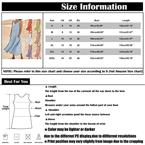 Summer Dresses For Women 2023 Casual Womens Summer Clothes Loose Bohemian Floral Print Dress With Pockets Long Maxi Sleeveless Summer Beach Swing Dress Spring Wedding Guest Dresses For Women Red 2Xl #TOP3