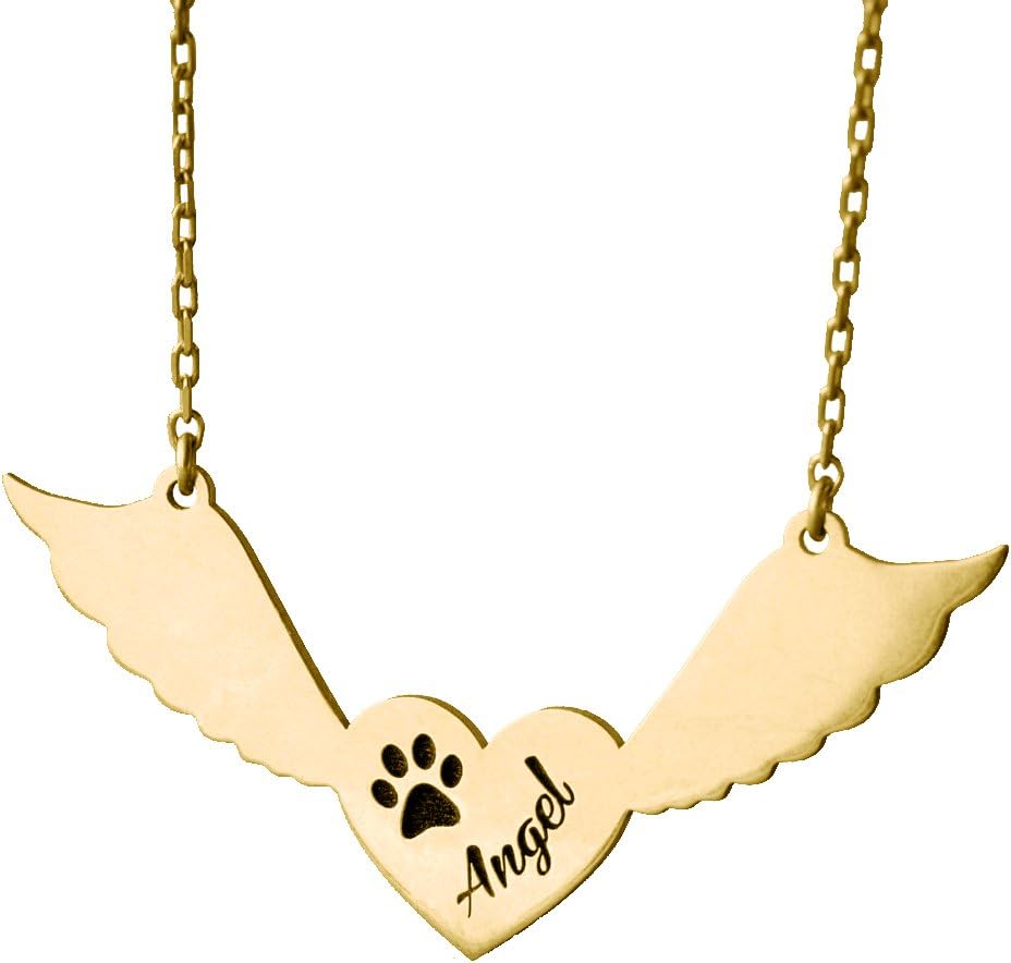 Personalized 925 Sterling Silver Heart and Wings Necklace Custom Made with Any Names