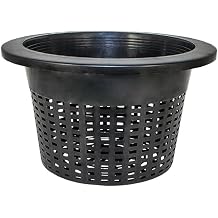 10-Inch Wide Lip Round Mesh Pot Basket for 3.5-Gallon and 5-Gallon Buckets, Compatible with DWC Systems, Black Plastic Net Lid for Water Planting