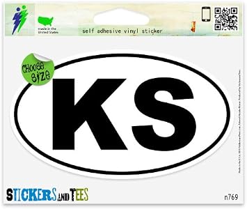 Kansas KS White State Oval Vinyl Car Bumper Window Sticker 3" x 2"
