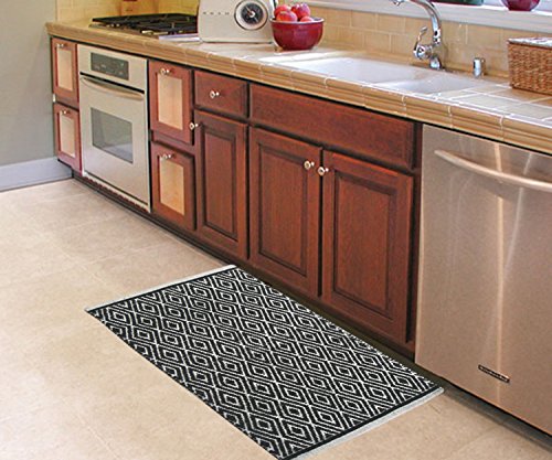 Chardin home 100% cotton Diamond Rug Fully reversible - Mat size 21''x34'', Machine