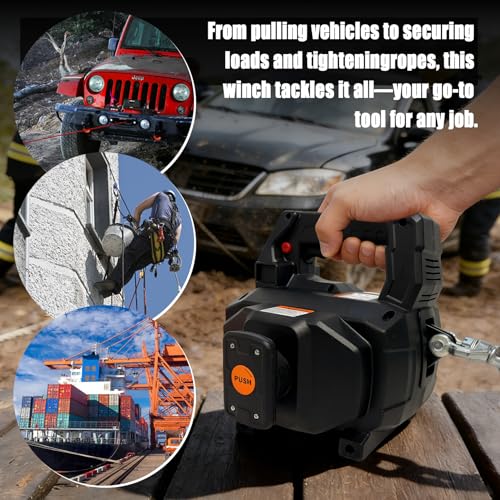 Comdazy 1000LB Battery-Powered Winch with 40FT Synthetic Rope, Compatible with DeWALT 20V Batteries (4.0Ah+), Portable Wireless Remote Control Winch for Lifting & Pulling(Without Battery) by Comodazy - Image 7