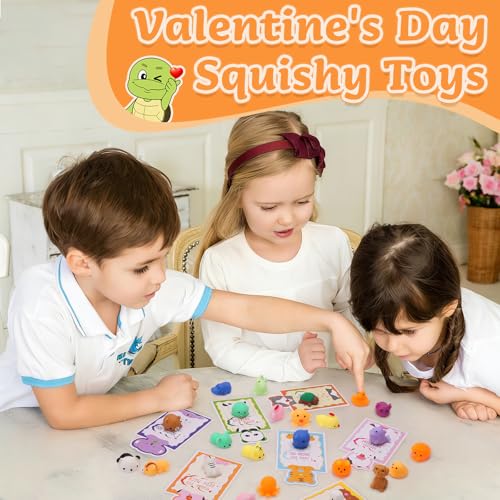 Qudoustar 28 Pack Valentines Day Cards for Kids School with Cute Animal Mochi, Stress Relief Fidget Toys with Valentines Day Cards fo Kids Classroom Exchange Gifts School Party Favors by Qudoustar - Used condition - Image 6