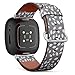 CJBROES Replacement Leather Watch Band, Compatible with Fitbit Versa 3 and Fitbit Sense of Wristband Bracelet Accessory - Contour Floral
