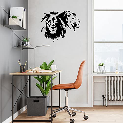 Superdant Black And White Lion Theme Wall Decals 2 Lion Head Face Wall Stickers Decor Vinyl Wall Decor Stickers Diy Wall Art Wall Decals Sticker Decor For Living Room Bedroom Wall Decals #TOP2