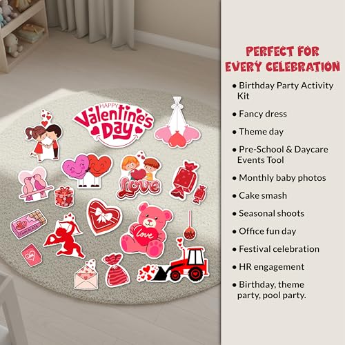 Image of Valentine's Day Baby Photography Props Kit - 20+ Romantic Photo Booth Props and Decorations for Valentine's Party, Baby Photoshoot, Anniversary, and More