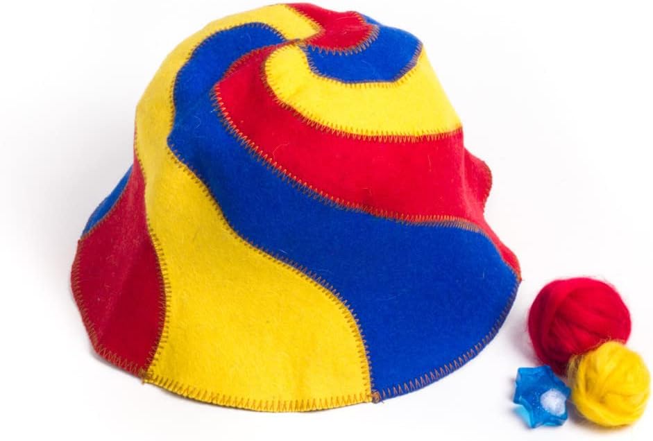 Traditional Sauna Hat - Sheep's Wool Felt Sauna Hats - The Main Russian Banya Accessories - Finnish Sauna Hat for Men and Women - Head Protection from Hot Steam - Rainbow Spa Hat