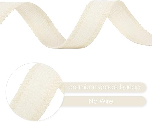 Miniatura 3 de HUIHUANG Cinta de arpillera blanca de 1 pulgada x 20 yardas, cinta de arpillera de yute natural para envolver regalos, cintas de arpillera para