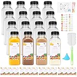 ZUYIST Botellas Vacías Reutilizables de 350 ml, 16 Botellas de Plástico con Tapas de Sellado, Material PET, para Jugo, Leche, Agua, Batidos, Incluye Embudo y Cepillo de Limpieza