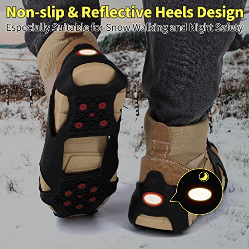 Xproutdoor Non-Slip Ice Cleats Snow Grips, With Reflective Heels, Strong Traction Crampons 10 Tungsten Studs, For Shoes And Boots, Snow Ice Walking, Large #TOP5
