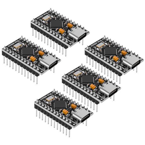 YELUFT 5 Stück Vorgelötetes Pro Micro 32U4 5V 16MHz Entwicklungsboard Mikrocontroller USB-C-Schnittstelle Kompatibel mit Arduino IDE YELUFT 5 Stück Vorgelötetes Pro Micro 32U4 5V 16MHz Entwicklungsboard Mikrocontroller USB-C-Schnittstelle Kompatibel mit Arduino IDE