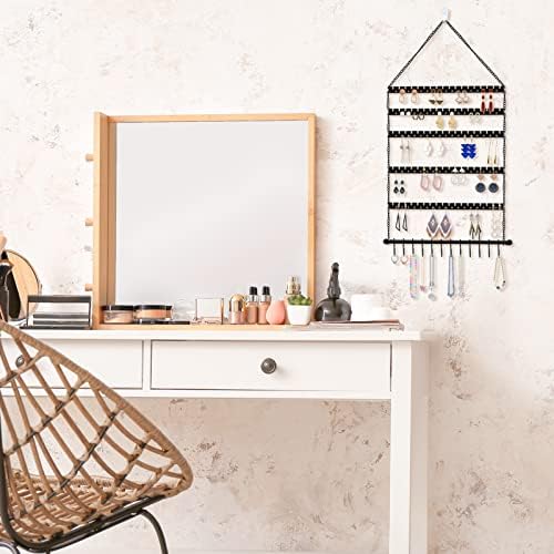 Metal Art Jewellry Organiser Wall Mounted, Hanging Jewelry Organizer Wall Earring Organiser Necklace Bracelet Holder Over the Door, 6 Layer and 12 Hooks, Jewelry Holder for Earrings Necklaces Rings