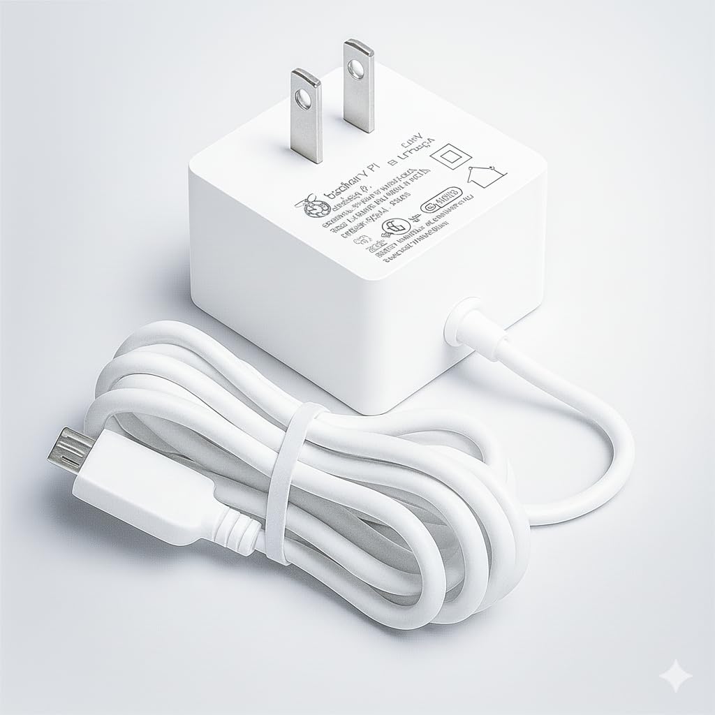 Genuine Pi Power Supply Adapter with 3PCS IoTCrazy Heatsink, for All of Pi Micro USB Boards, Support 3 B+/Pi 3 /Pi Zero W/Pi Zero/Pi 1 /Pi 2 /Pico, 5.1V 2.5A, US Plug, White