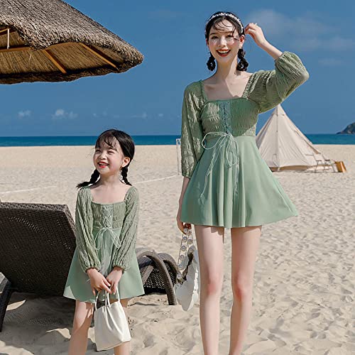 Madre Hija Bikinis Traje Baño,Trajes De Baño A Juego Familiares Madre Hija Bikinis Sets Moda Protección Solar Manga Recortada Trajes De Baño De Una Pieza, Trajes De Baño De Verano Para Mujeres R