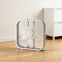 Box Fan with Carry Handle, 20 inch, 3 Speed Full-Force Air Circulation Window Fan, Bedroom Floor Fan with 5 Blades, White Noise Cooling Fan, White