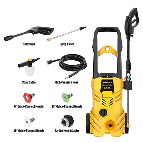 WestForce Electric Pressure Washer, 2800 PSI 1.76 GPM Car Power Washer High Pressure Washer Machine with Spray Gun, Pressure Hose and Nozzles for Vehicle, Home, Garden