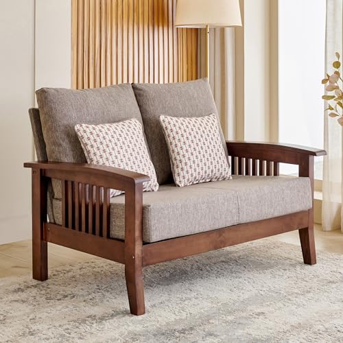 Image of Home Centre Abby Fabric 3+2 Seater Sofa with Cushions - Brown