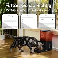 Futterautomat Katze 6L, Automatischer Katzen Futterautomat für Katzen und Hunde, App-Steuerung per WLAN, 2-Wege-Audio, Futterspender mit Edelstahlnapf (Schwarz und Rot) 1 – Ansicht 5