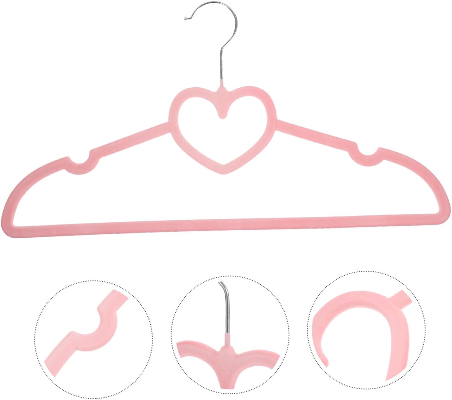 10pcs Plastic Heart Hangers Clips Slip Coat Hangers for Multiple Hooks for Home